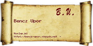 Bencz Upor névjegykártya